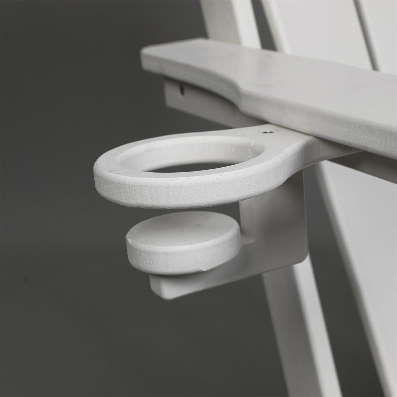 HDPE Folding Adirondack Chair With Dual Cup Holder - Composite Adirondack Chair With Wood Texture- White, White