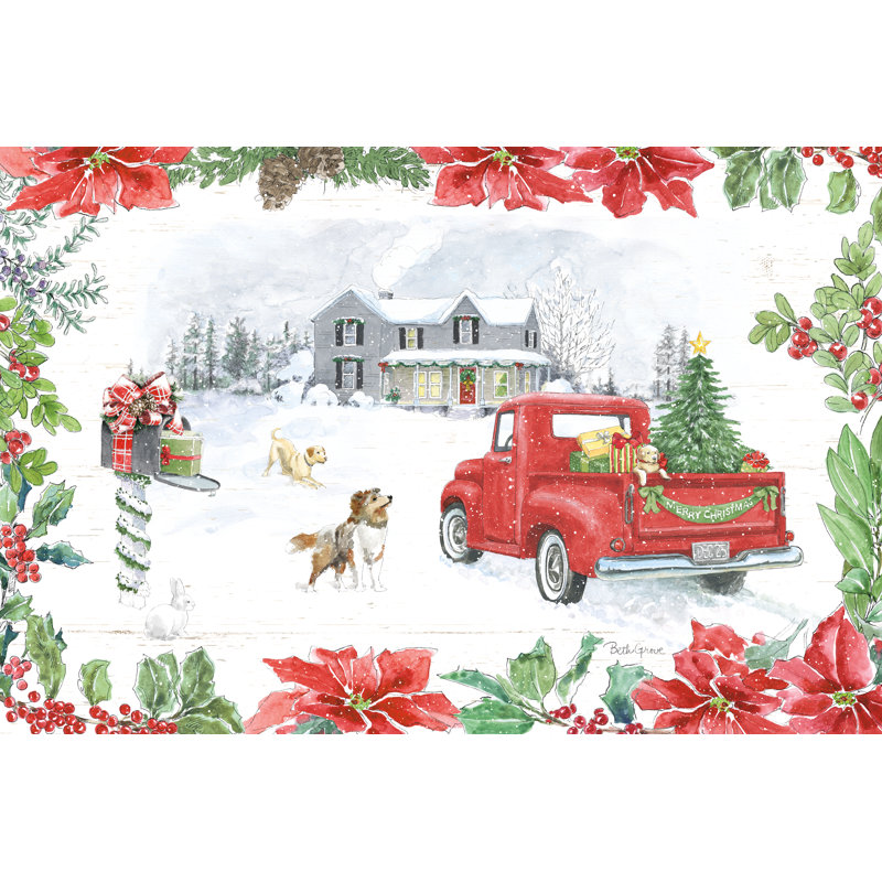 Farmhouse Holidays II - Wrapped Canvas Painting, 20cm H x 30cm W x 3.8cm D