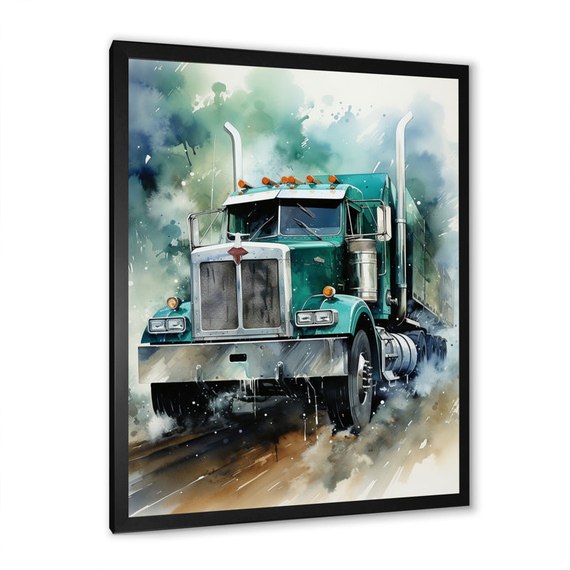 Camion semi-lourd II - impressions sur toile, Cadre photo noir, H 20 po x l 12 po x P 1 po