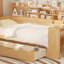 Lit de jour en bois avec tablettes de rangement, lit multifonctionnel avec deux tiroirs de rangement et bureau d'étude (lit de jour)-1281976911-1281976908