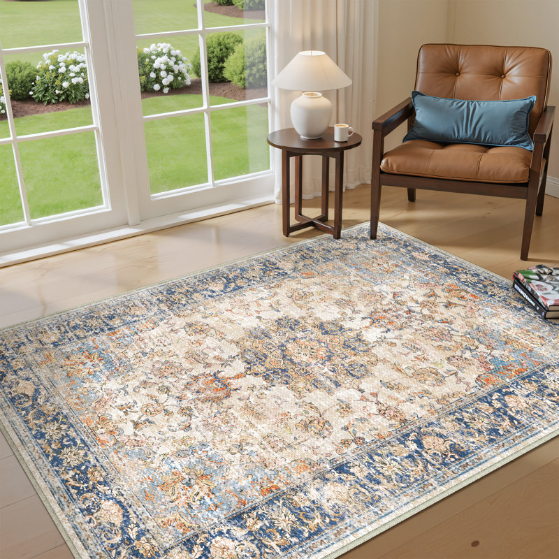 Stella Oriental Machine Woven Stella in Orange/Blue, Rectangle 3' x 5'