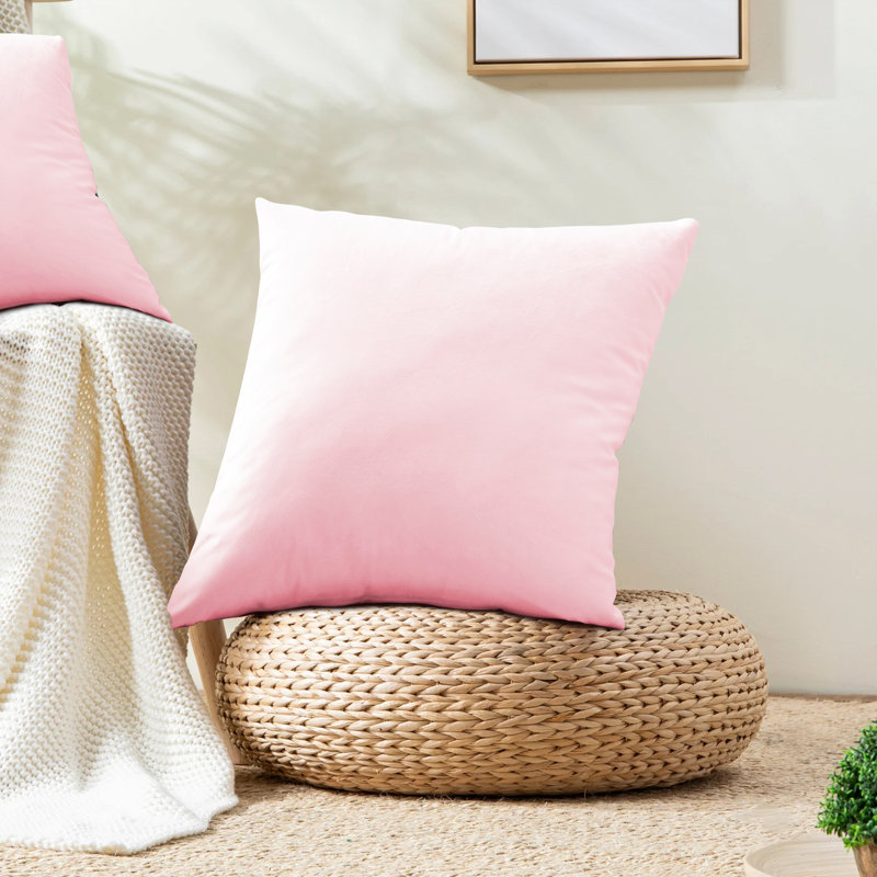 Crushed Velvet Scatter Cushion Cover Set, Pink Rose