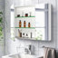 Armoire à pharmacie 30 po x 26 po avec miroir à fixation en surface ou espace de rangement encastré en aluminium