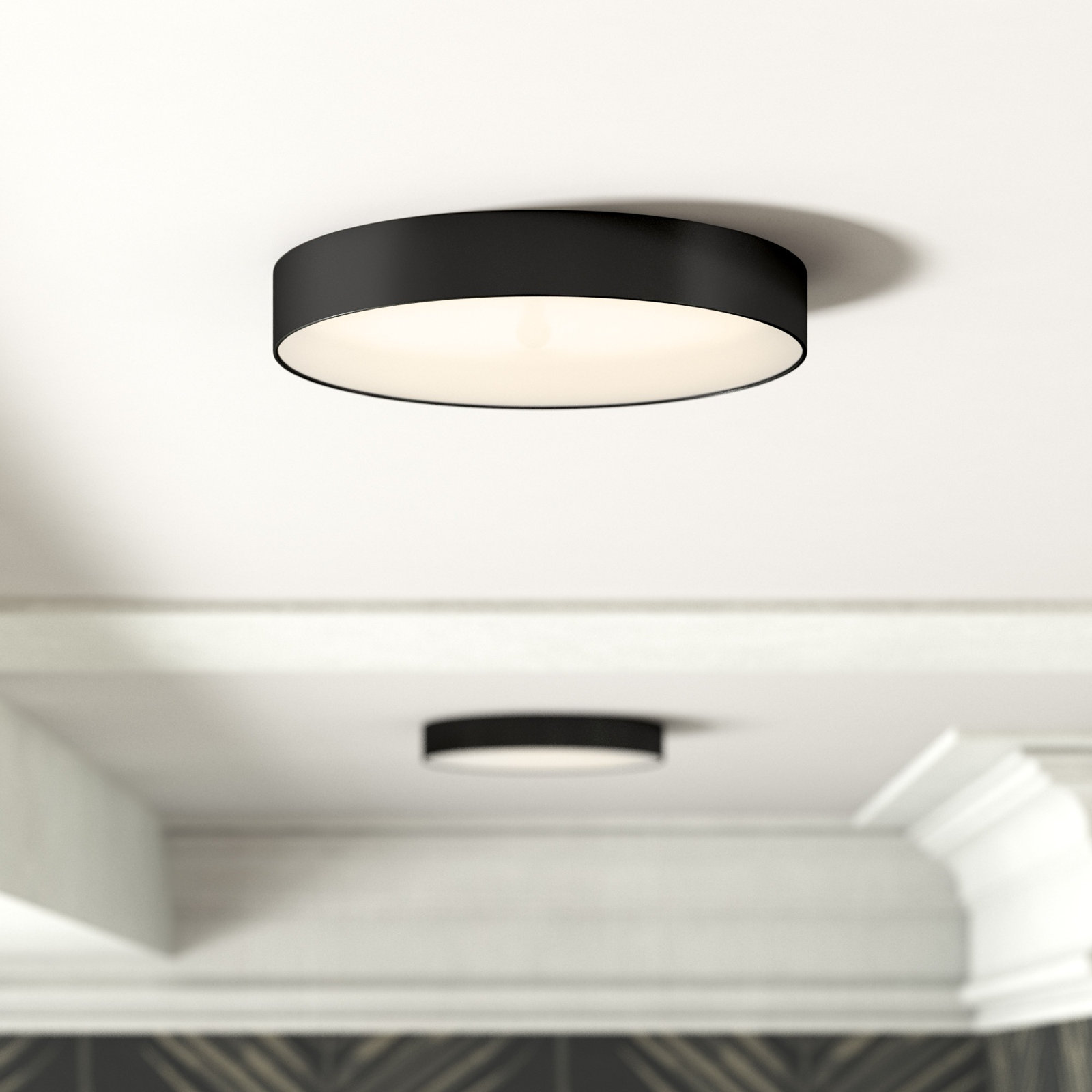 Warrenton Single Light Acrylic LED Flush Mount, 0.75" H x 5" W x 5" D, Black