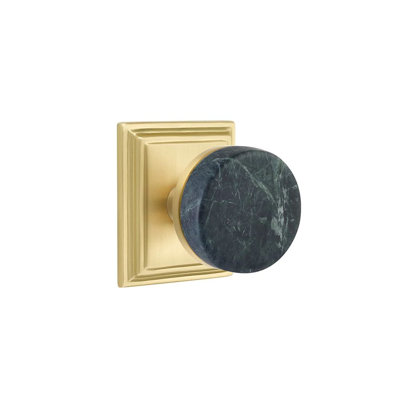 Emtek Select Privacy Interior Mortise w/ Wilshire Rosette & Conical Stem, Green Marble Knob (RH)