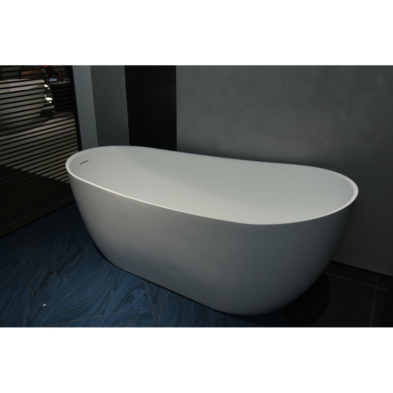 67 Inch Freestanding Solid Surface Soaking Bathtub