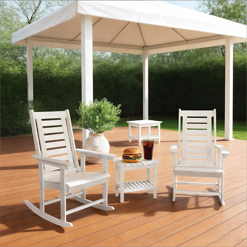 Ensemble de chaises berçantes d'extérieur, 2 pièces avec mouvement fluide et durabilité en PEHD pour la détente sur le patio