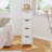 Bathroom Floor Cabinet With 4 Drawers, Freestanding Wooden Storage Organizer For Bathroom, Hallway Or Living Room, Narrow White Side Cabinet With Space-Saving Vertical Design