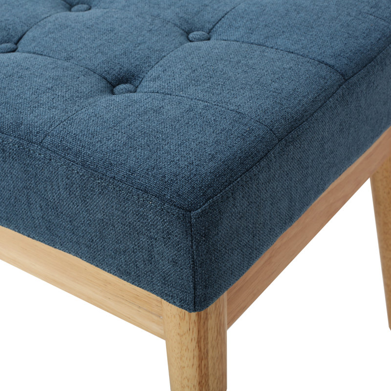 Tissu bleu avec un mélange de détails en bois de bouleau de style Mid-Century et moderne, capacité de poids de 250 lb, avec des pieds légèrement inclinés, 250 lb