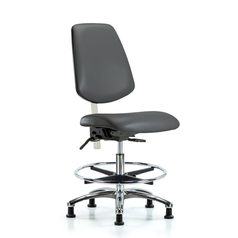 Miah Vinyl Drafting Chair, Glides, Included, Dark Gray