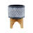 Ceramic 5" Aztec Planter On Wooden Stand