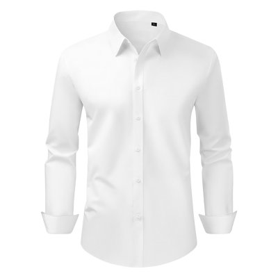 Chemise à boutons pour hommes, chemises habillées à boutons à manches longues pour hommes, tissu extensible doux et ajusté pour affaires décontracté ou formel, travail, mariage, dîner, blanc
