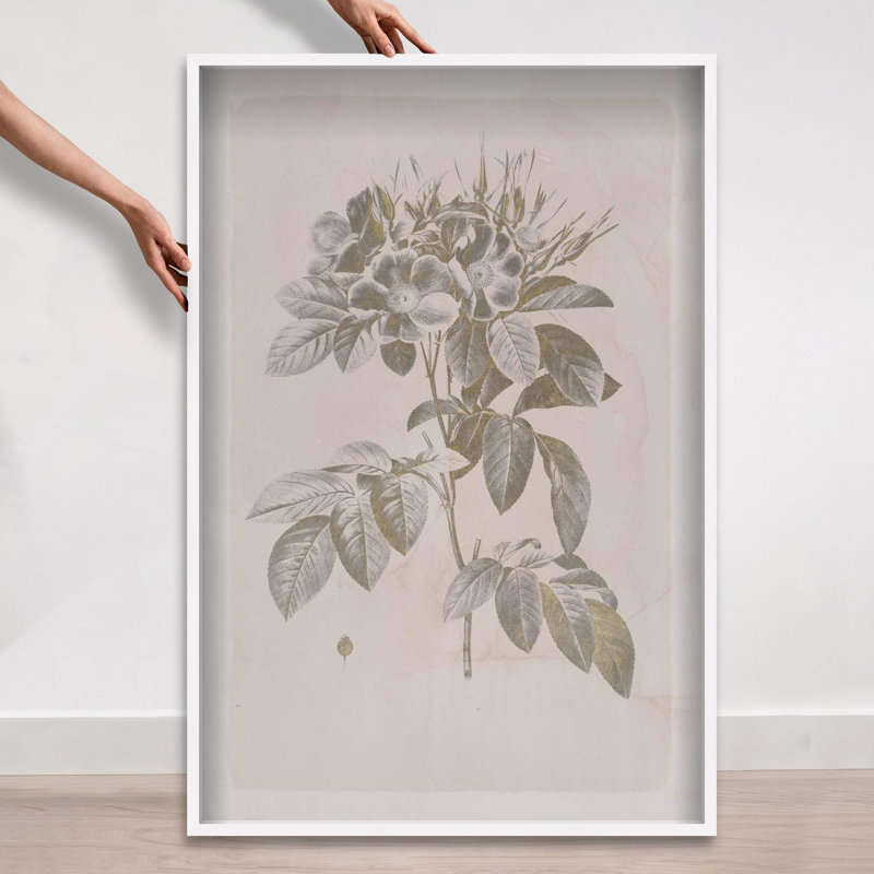 Oliver Gal Golden Bouquet  Floral and Botanical - Luxury Shadowbox Framed Wall Art, 46" H x 31" W, White