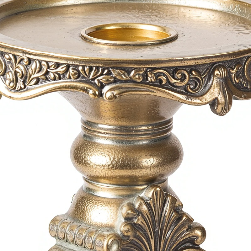 Antique Gold Cutout Candle Holder, Decorative Resin Candle Holder