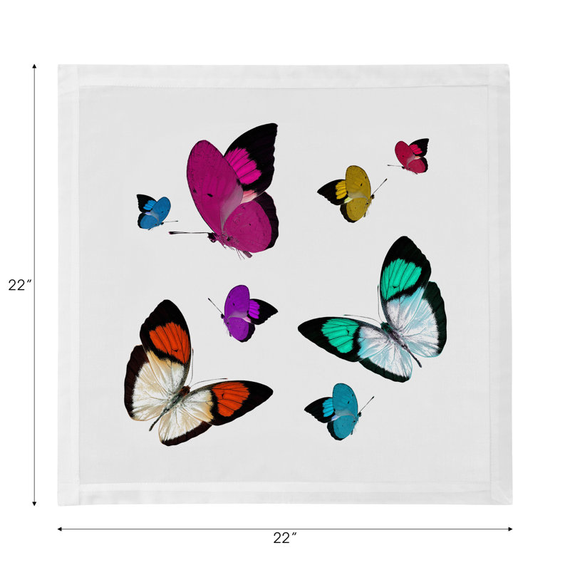 Butterflies Hemstitch 22" Linen/Cotton Napkin, Original