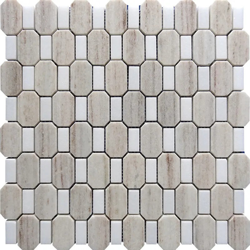 Mirage 12 x 13 Crystal Sand, Thassoss White Polished Marble Mosaic Geometric Tile (5.59 Sq Ft/Case) - 5 Pack