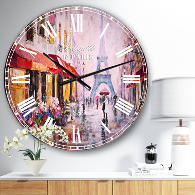 Lovers in Paris Eiffel Tower - Horloge murale industrielle