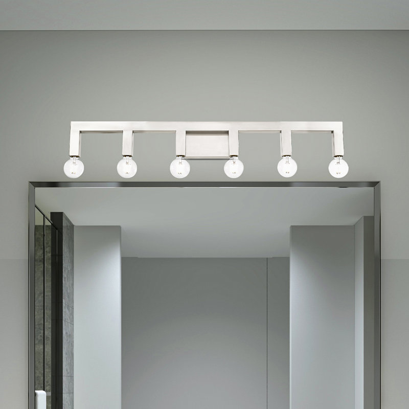 Éclairage pour meuble-lavabo à intensité variable 6 lumières Zacari, Nickel brossé