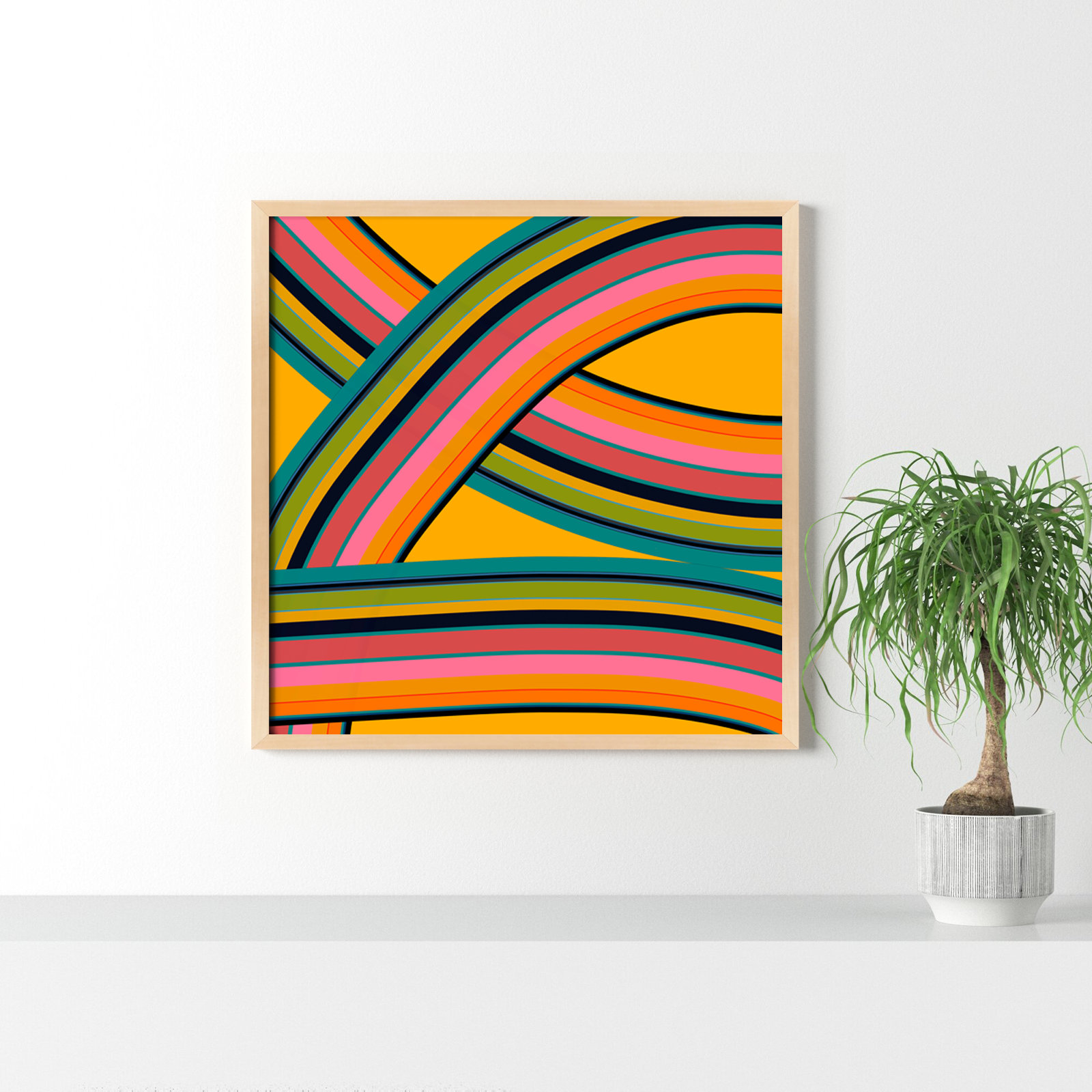 Twist Series I Fiesta Twist by Jacques Pilon - Picture Frame Graphic Art, 36" H x 36" W x 1.25" D, Brown