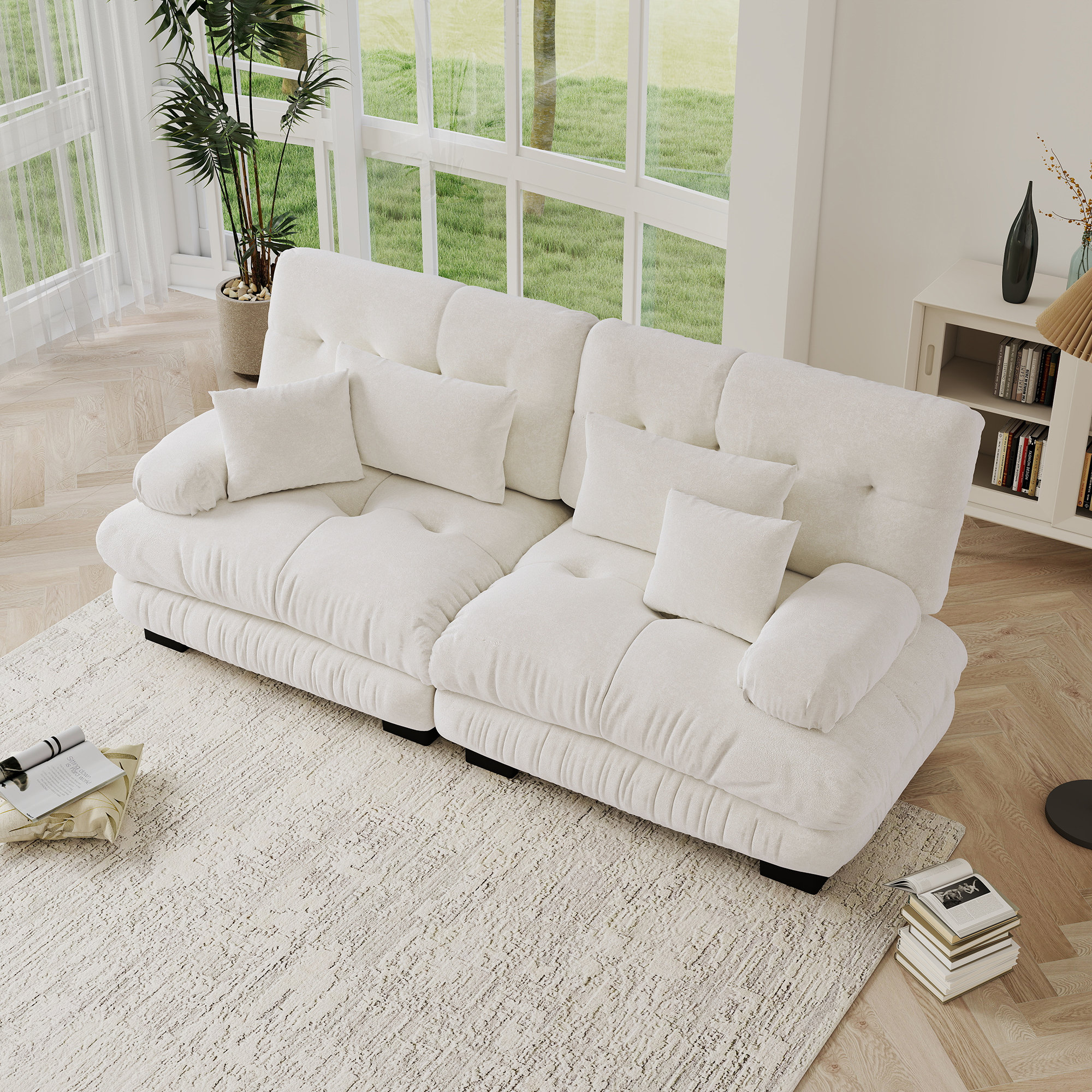 Latitude Run® Cloud Couch 2 Seater Sofa For Living Room, Chenille ...
