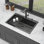 Évier de cuisine encastré noir 33 po avec robinet coulissant et distributeur de savon - 33 po x 22 po x 10 po à cuve simple en acier inoxydable de calibre 16 avec évier de cuisine