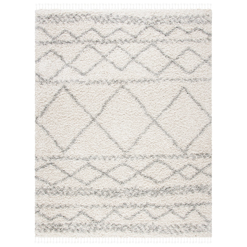Tapis performance géométrique à poil long de luxe 400 Mckamey, Rectangle 3 pi x 5 pi