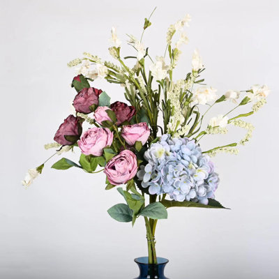 Arrangement floral de baies de pivoines artificielles avec une longue tige, fausse fleur pour les centres de table de salle à manger