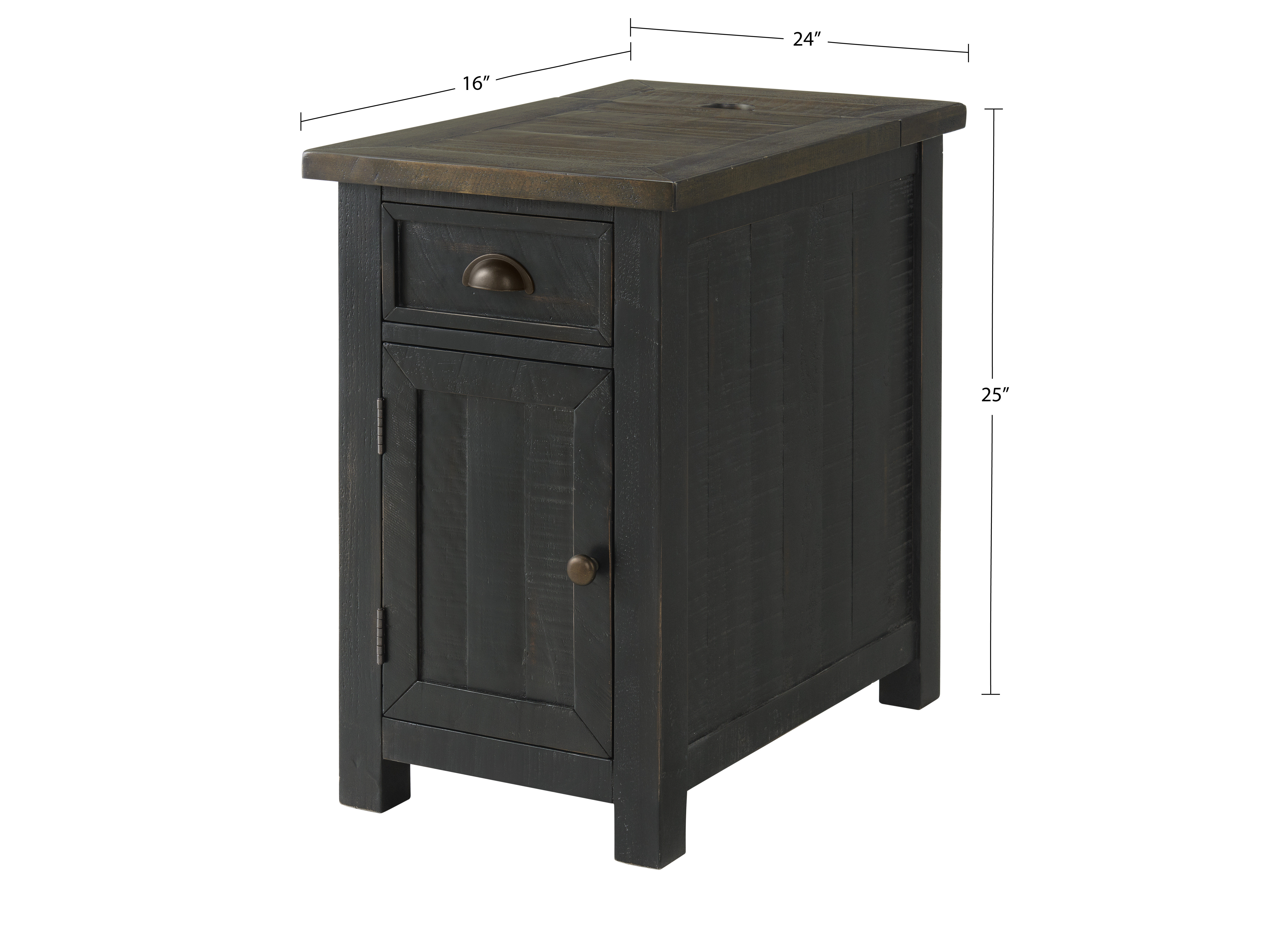 Balsam 25'' Tall Solid Wood End Table with Storage and Built-In Outlets