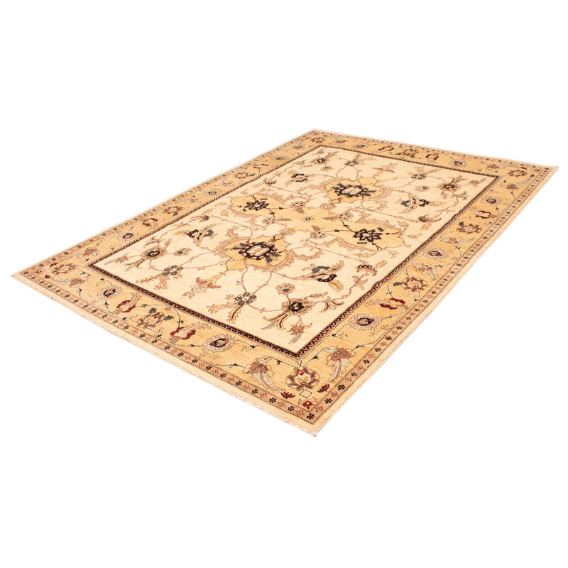Tapis unique en laine noué à la main crème 9 pi 10 po x 13 pi 10 po New Age