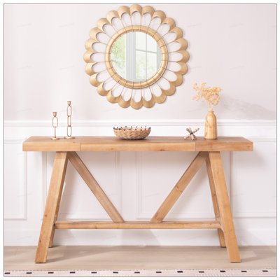 Farmhouse A-Frame Wood Console Table with Spacious Surface and Versatile Design for Modern and Rustic Interiors