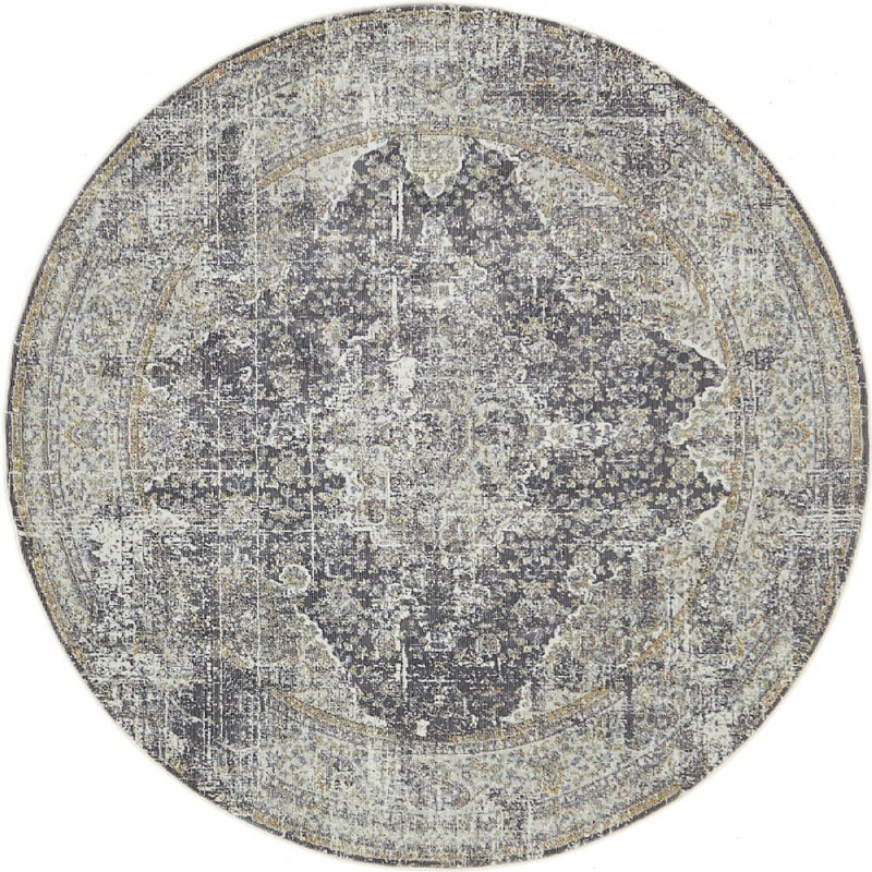 Tapis oriental gris Deatherage, Rond 5 pi 5 po