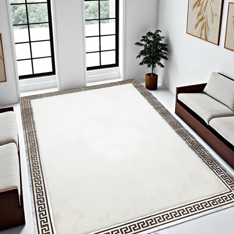Tapis noir et blanc moelleux avec un contraste audacieux, un tapis moelleux de taille personnalisée_8,83 po x 12 pi
