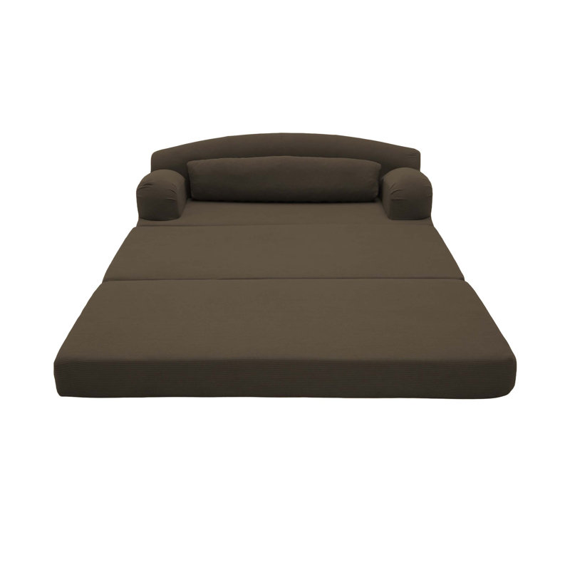 Canapé-lit pliable en velours côtelé Corduroy - Canapé convertible en mousse haute densité (brun), Brun