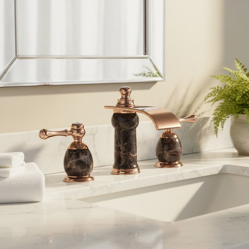 Robinet pour salle de bain New Mojo, Or rose / Marbre