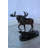 Bronze Moose Statue on Marble Base with Antlers Raised 10" x 6" x 9"H