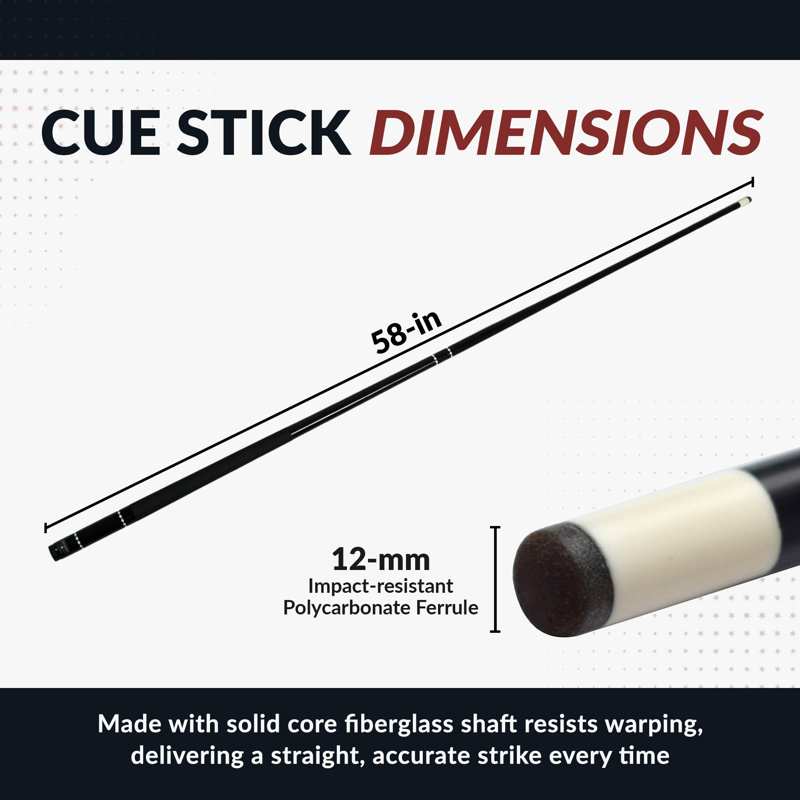 Queue de billard pour table de billard 58 po Hathaway Conquest, Noir