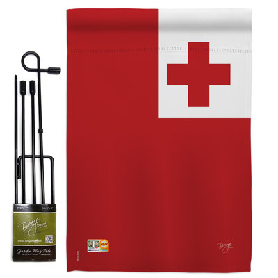 Polyester à 2 côtés 18,5 x 13 po tonga ensemble de drapeau