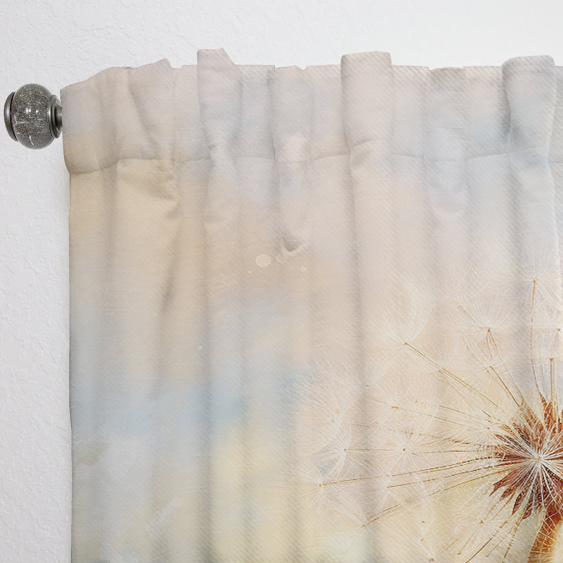 Rebeca White Dandelion Romantic Impression III - Dandelion Curtain - Velvet Room Darkening - 1 Panel, 52" W x 84" L