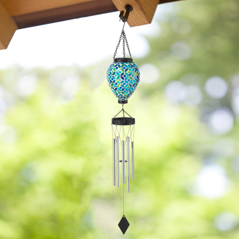 Carillon de mosaïque en verre avec lumière solaire 37 "H (KD)