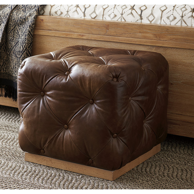 Los Altos Auburn Leather Ottoman