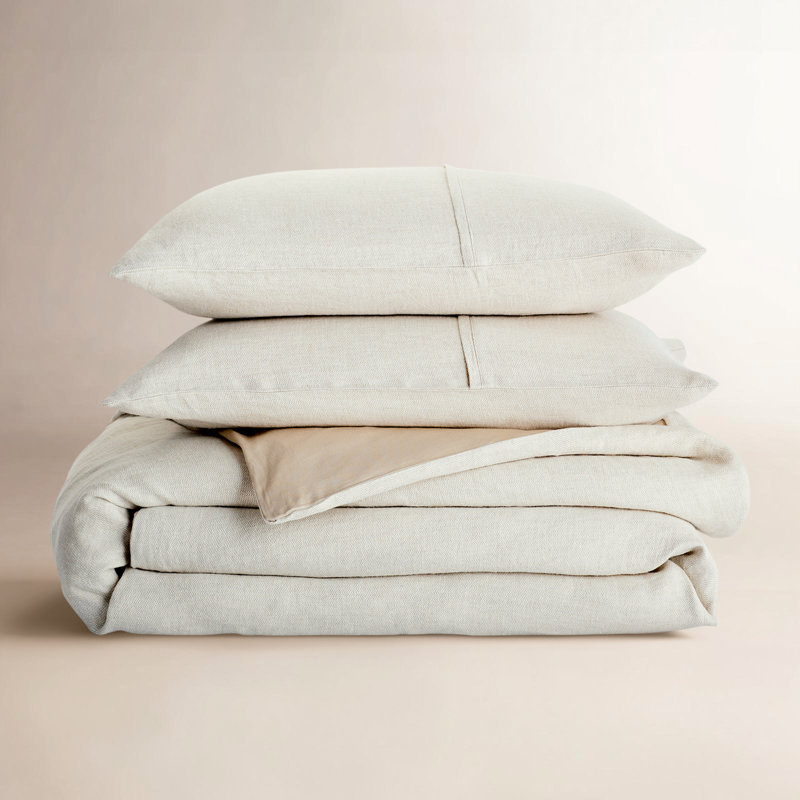Burnes Belgian Flax Linen Duvet Cover, Beige, Queen Duvet Cover