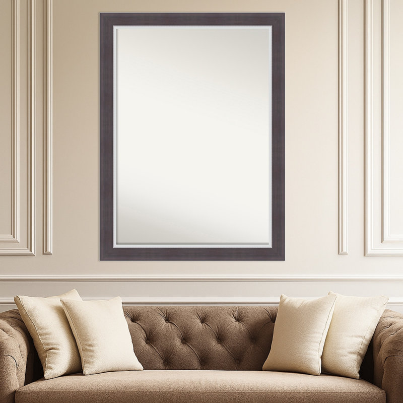 Ellie Non-Beveled Framed Wall Mirror, Brown Silver, 32.5" x 43.5"