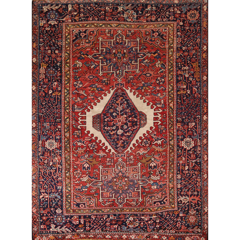 Tapis rouge tribal géométrique 5 x 6