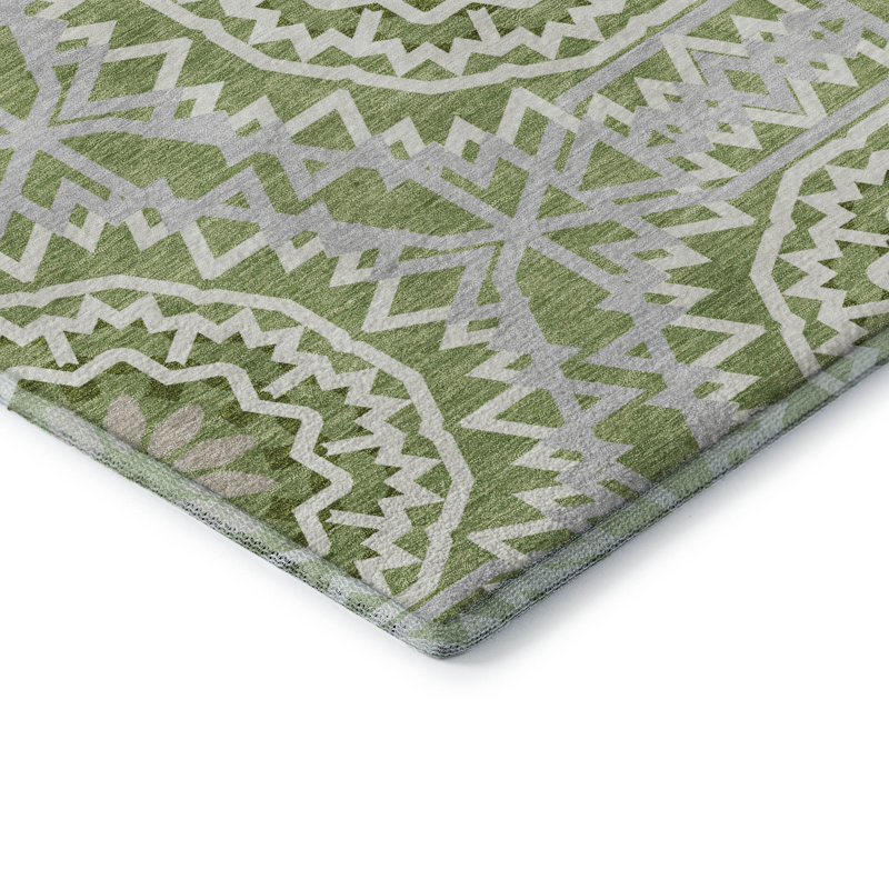 Premium Machine Washable Cerrito Green Rug, Runner 2'3" x 7'6"