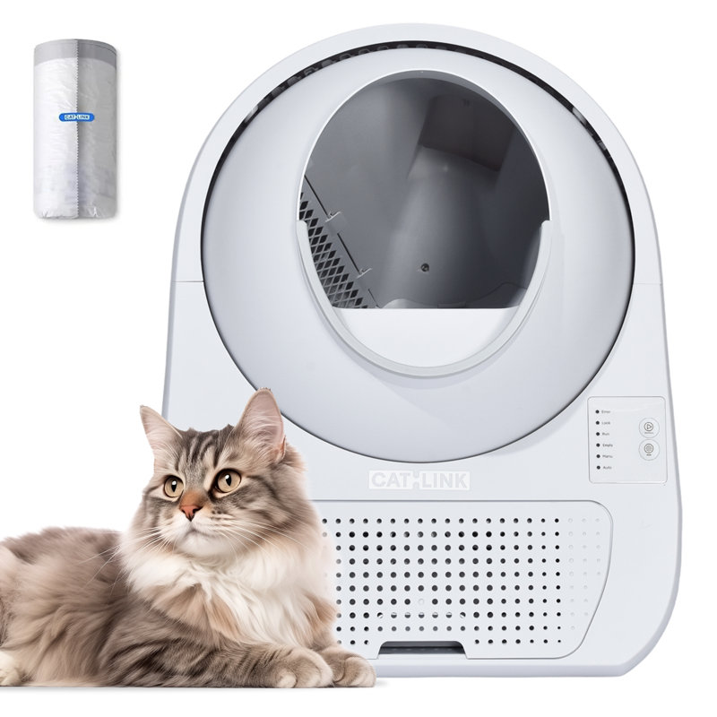 CATLINK Young Version Self-Cleaning Litter Box for Multiple Cats – High Capacity with Double Odor Control, For Cats 3.5–22 lbs, White