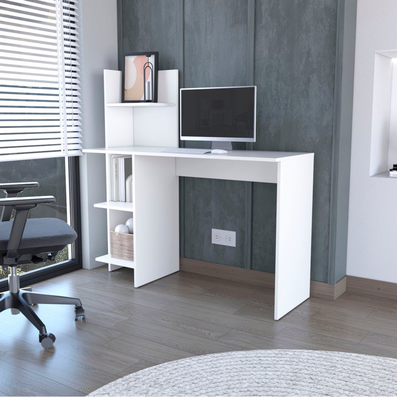 Bureau d'écriture blanc à quatre tablettes