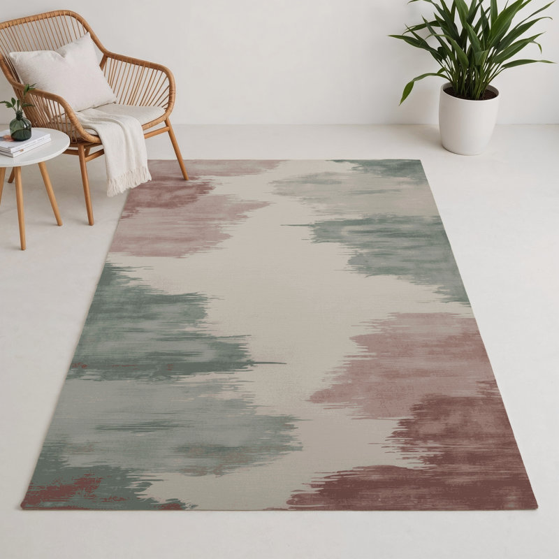 Tapis intérieur et extérieur gris Watercolor, Rectangle 9 pi x 12 pi