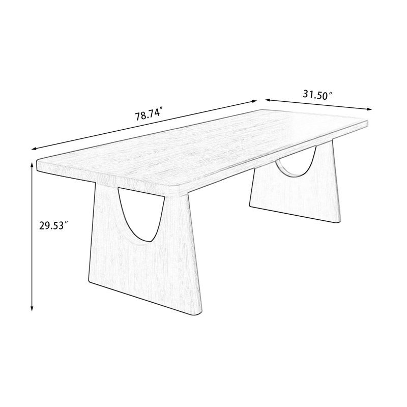 Table de salle à manger rectangulaire, H 29,53 po x L 78,74 po x l 31,5 po