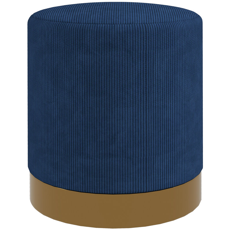 Ackeem 40cm Wide Round Solid Colour Footstool Ottoman, Blue