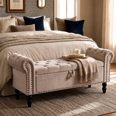 133 cm W Velvet Ottoman